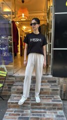 4121 Adriana Krep Pantolon  - Bej