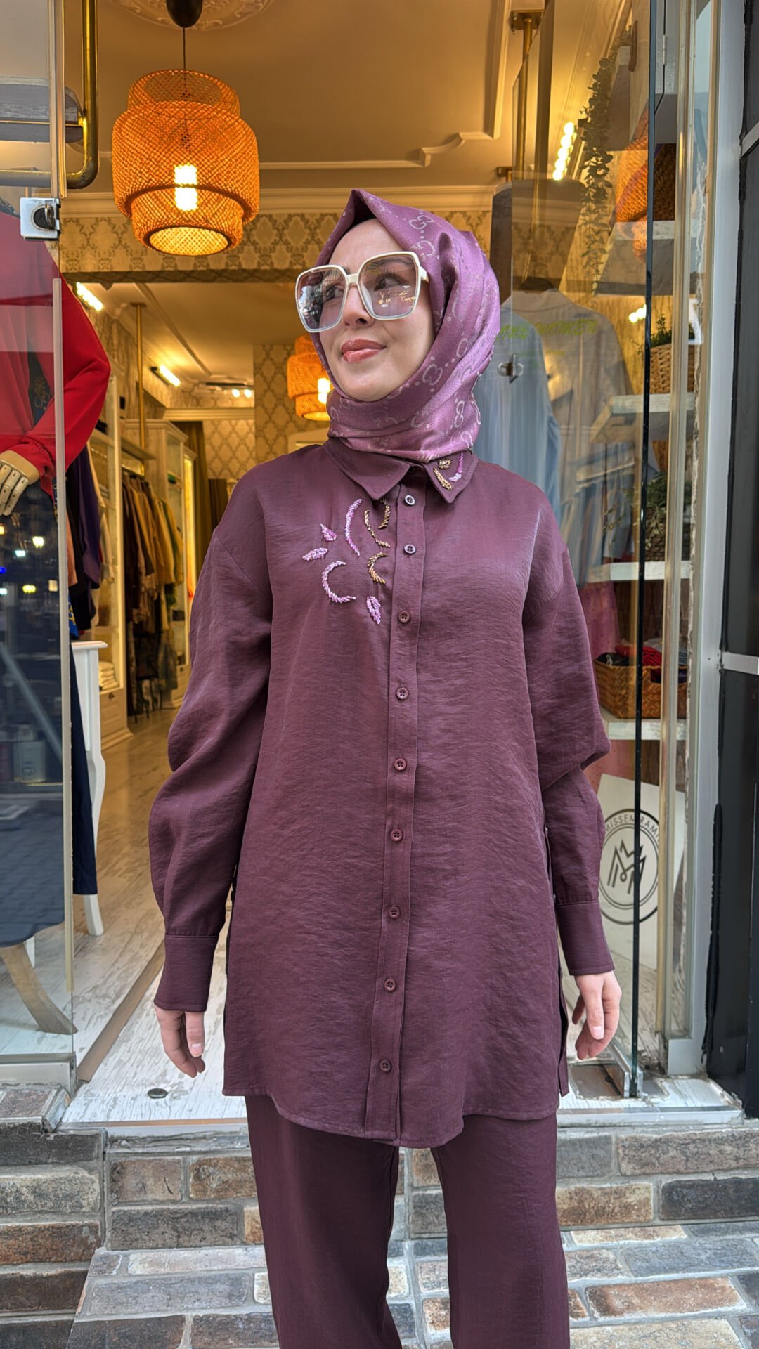 5251 Elegant Flow Tunik - Bordo