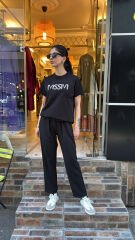 4121 Adriana Krep Pantolon  - Siyah