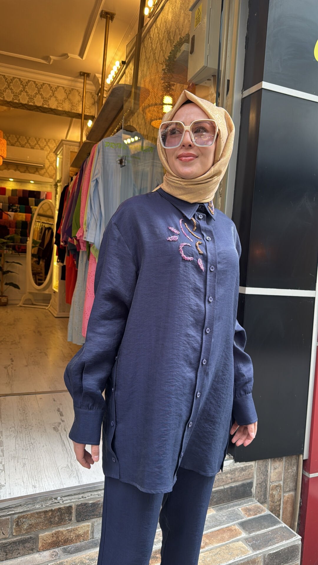 5251 Elegant Flow Tunik - Lacivert