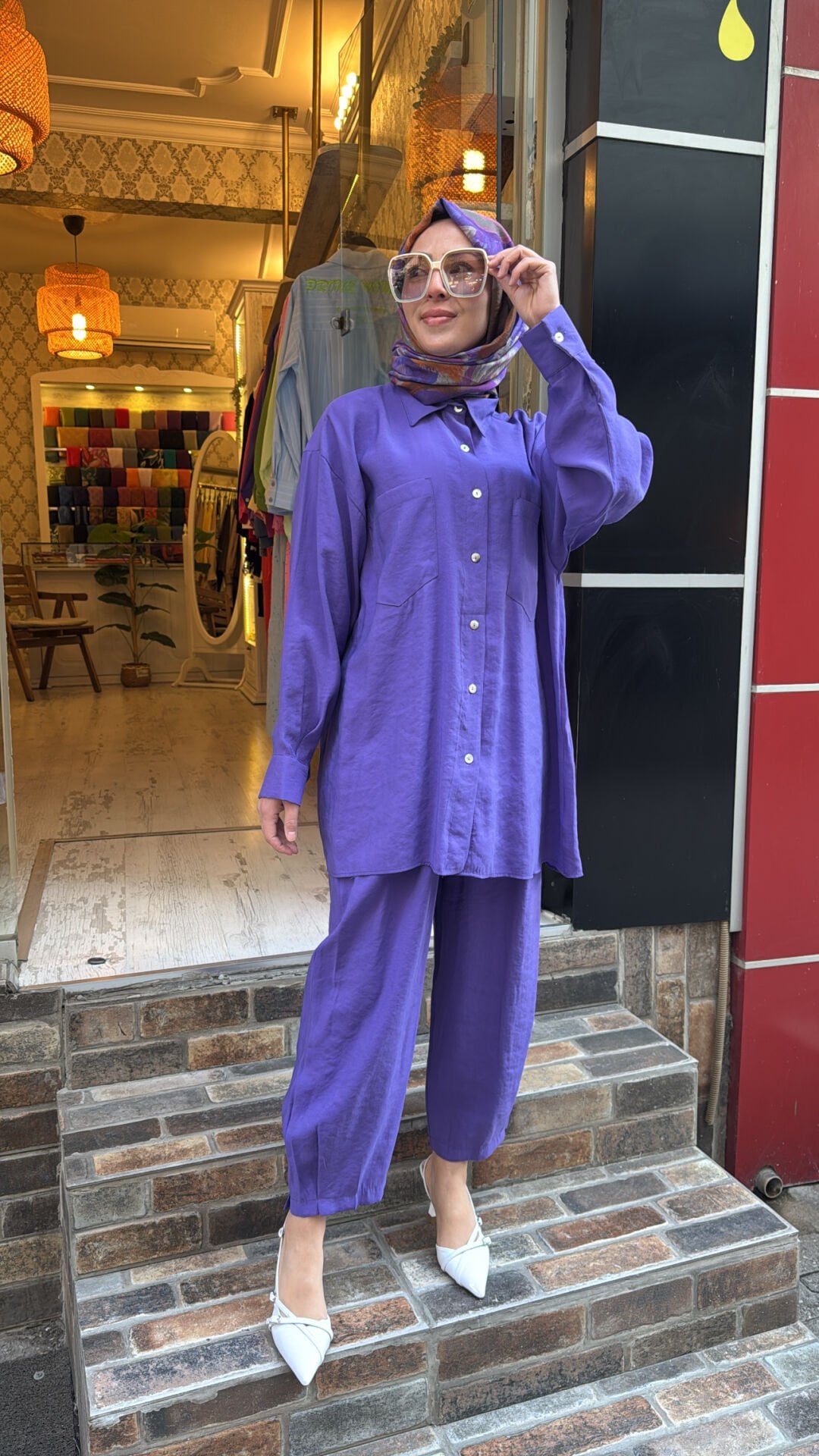 4123 Gömlekli Sedef Takım - Mor