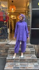 4123 Gömlekli Sedef Takım - Mor