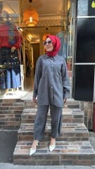 4123 Gömlekli Sedef Takım - Antrasit