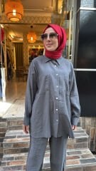 4123 Gömlekli Sedef Takım - Antrasit