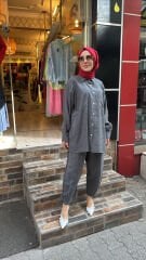 4123 Gömlekli Sedef Takım - Antrasit