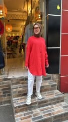 4008 Pamuk-İpek Ada Gömlek - Kırmızı