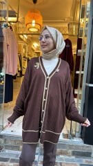 2533 Broşlu Hırka - kahve