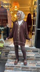 2533 Broşlu Hırka - kahve