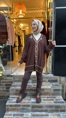 2533 Broşlu Hırka - kahve