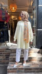 4064 Alaçatı Çizgili Gömlek - Sarı