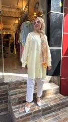 4064 Alaçatı Çizgili Gömlek - Sarı