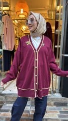 2533 Broşlu Hırka - bordo