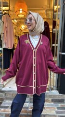 2533 Broşlu Hırka - bordo