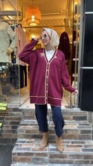 2533 Broşlu Hırka - bordo