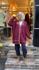 2533 Broşlu Hırka - bordo