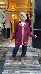 2533 Broşlu Hırka - bordo