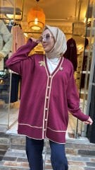 2533 Broşlu Hırka - bordo