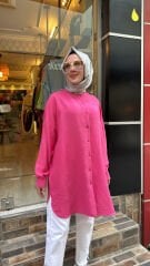 4008 Pamuk-İpek Ada Gömlek - Fuşya