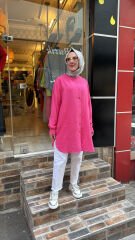 4008 Pamuk-İpek Ada Gömlek - Fuşya
