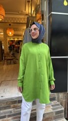 4008 Pamuk-İpek Ada Gömlek - Çim Yeşili