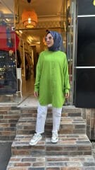 4008 Pamuk-İpek Ada Gömlek - Çim Yeşili