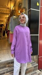 4008 Pamuk-İpek Ada Gömlek - Lila