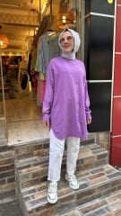 4008 Pamuk-İpek Ada Gömlek - Lila