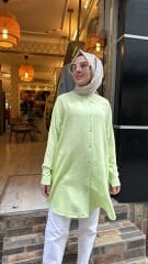 4008 Pamuk-İpek Ada Gömlek - Su Yeşili