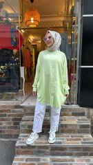 4008 Pamuk-İpek Ada Gömlek - Su Yeşili