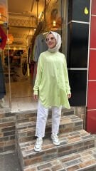 4008 Pamuk-İpek Ada Gömlek - Su Yeşili