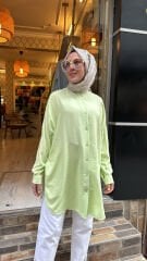 4008 Pamuk-İpek Ada Gömlek - Su Yeşili