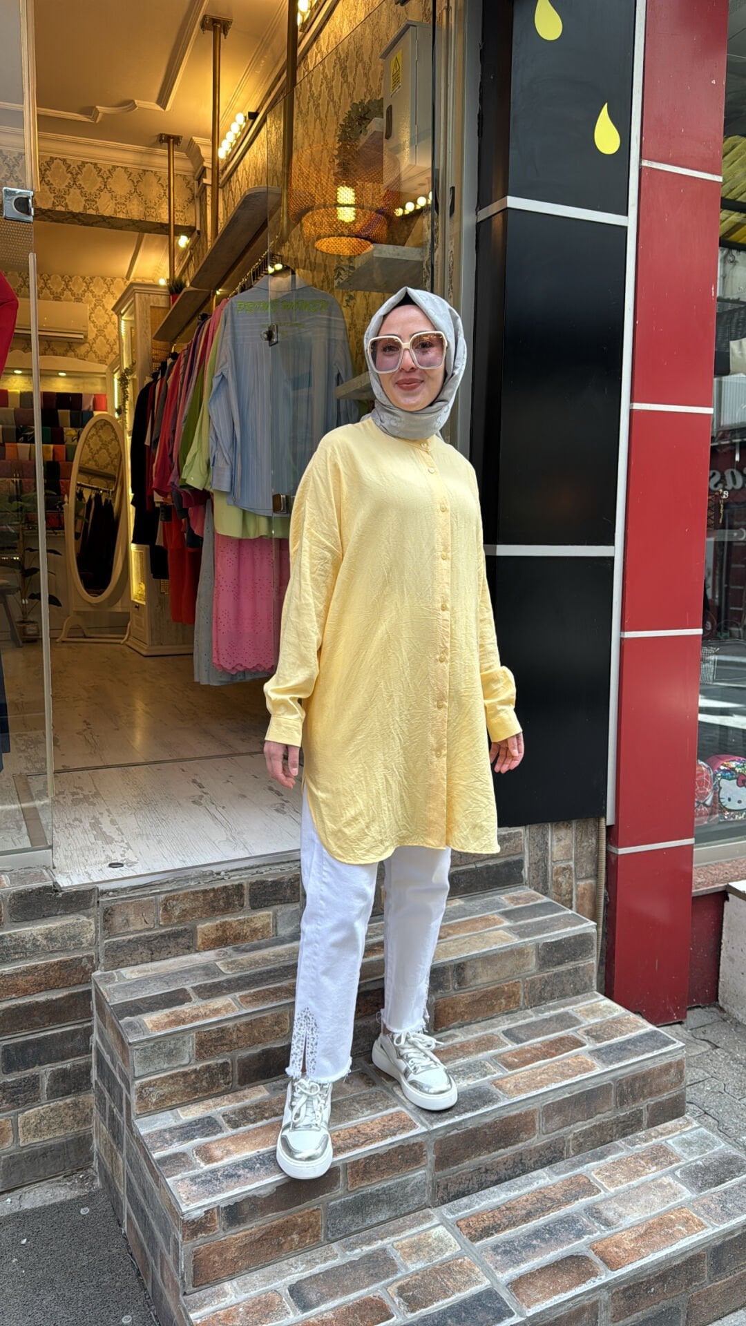 4008 Pamuk-İpek Ada Gömlek - Sarı