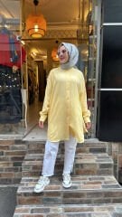 4008 Pamuk-İpek Ada Gömlek - Sarı