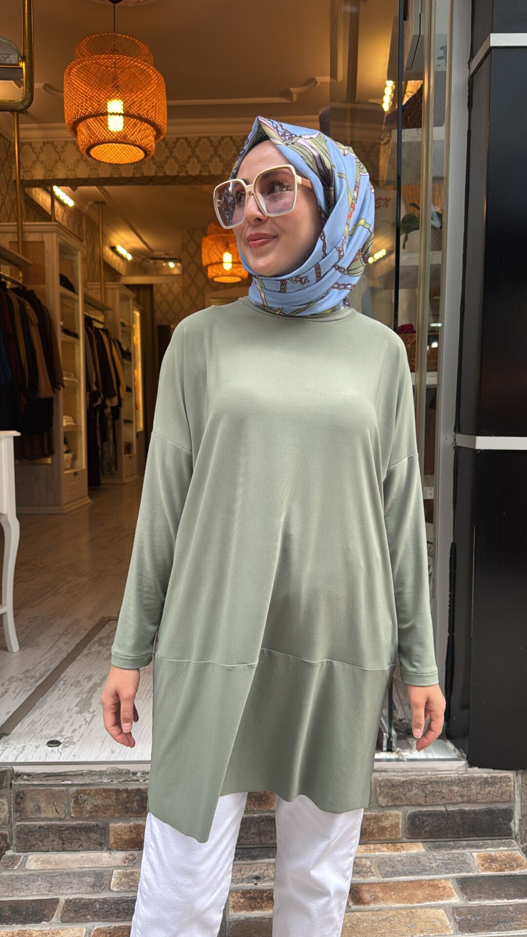 4088 Sandy Makas Tunik - Çağla Yeşili