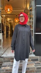 4064 Alaçatı Çizgili Gömlek - Siyah