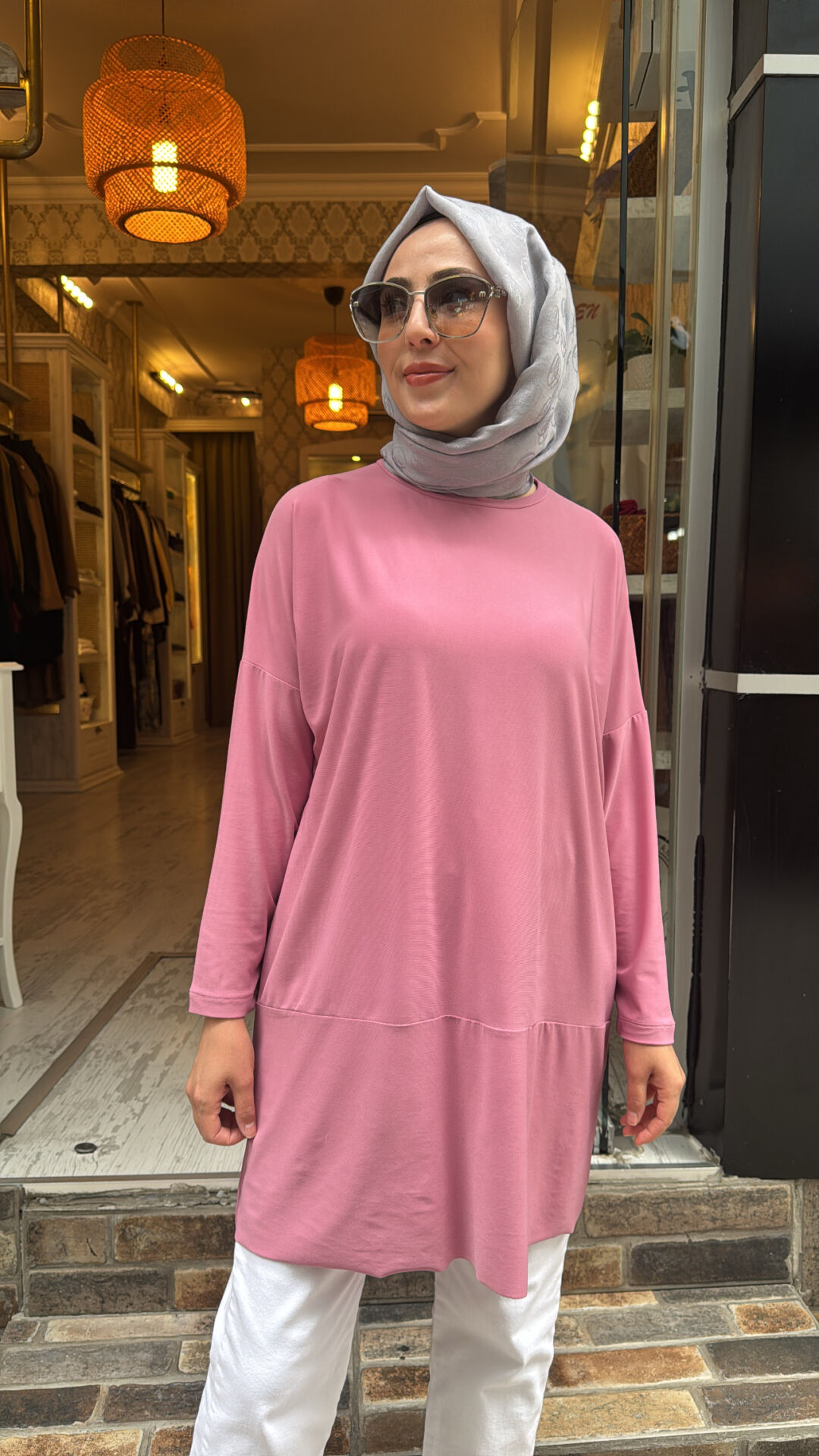 4088 Sandy Makas Tunik - Pembe