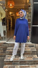 4088 Sandy Makas Tunik - Saks Mavi