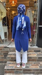 4088 Sandy Makas Tunik - Saks Mavi
