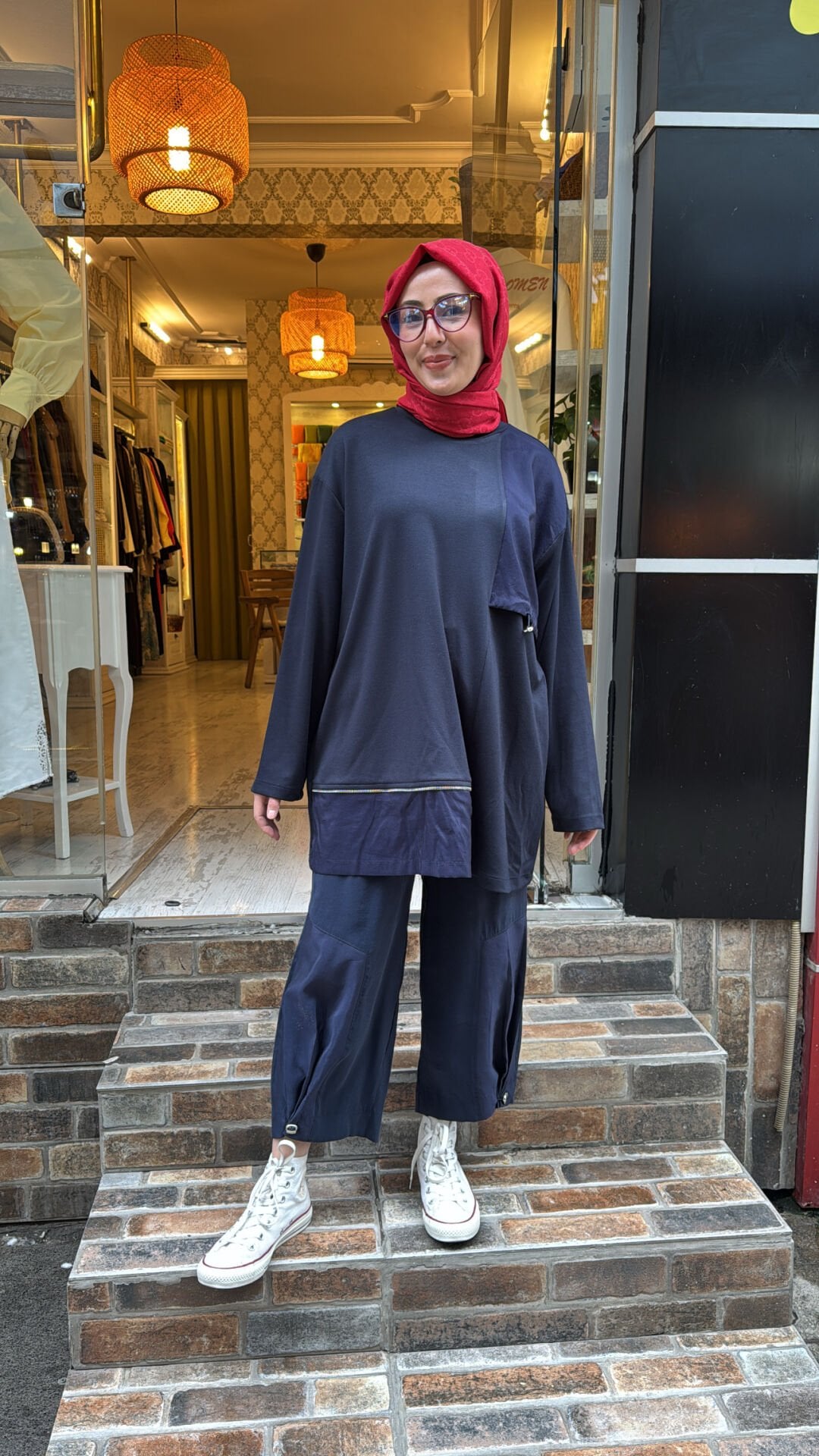 19268 Penye Fermuarlı Tunik - Lacivert