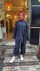 19268 Penye Fermuarlı Tunik - Lacivert