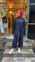 19268 Penye Fermuarlı Tunik - Lacivert