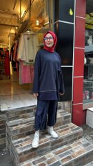 19268 Penye Fermuarlı Tunik - Lacivert