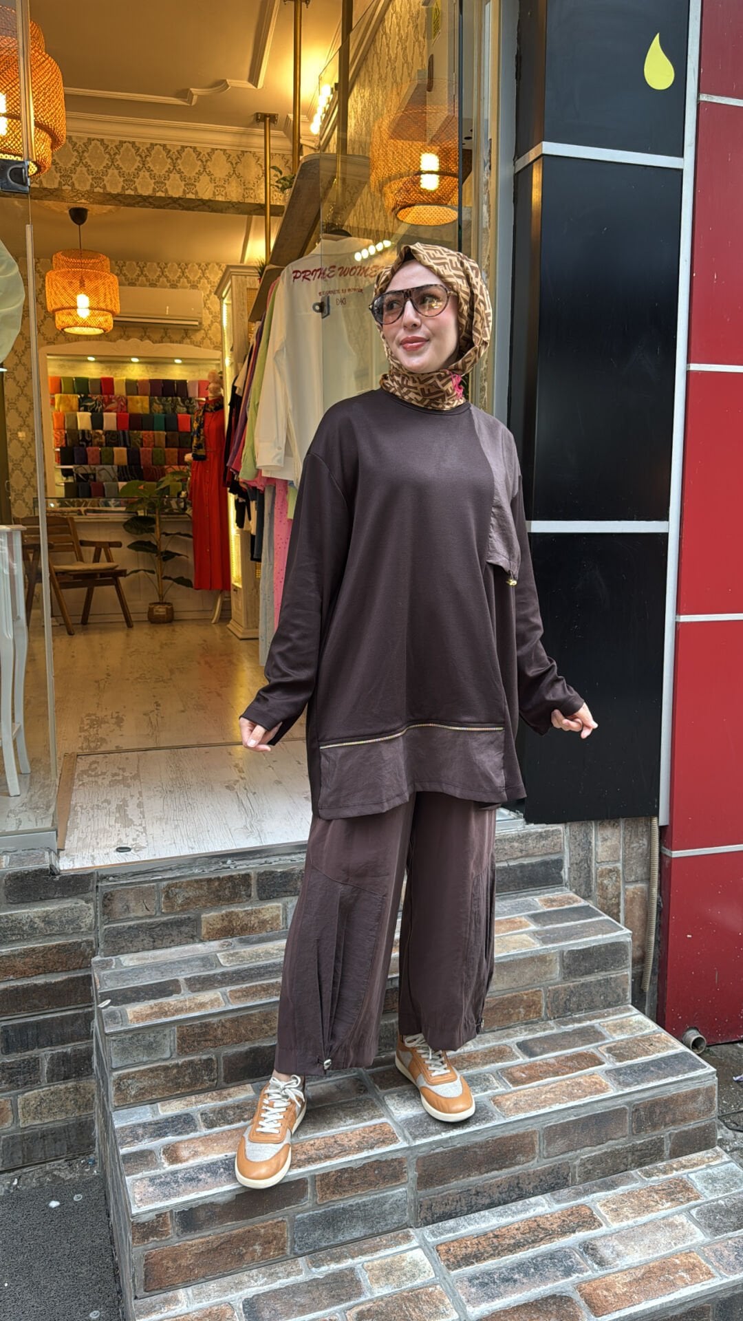 19268 Penye Fermuarlı Tunik - Kahve