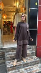 19268 Penye Fermuarlı Tunik - Kahve