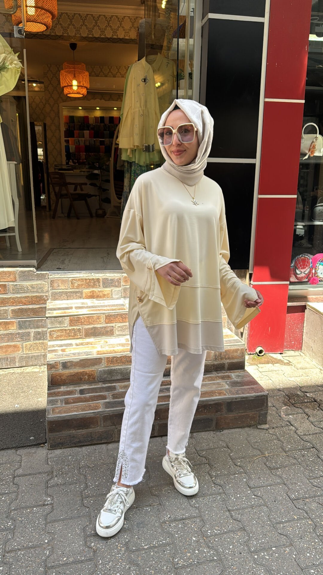 37287 İki Renkli Tunik - Sarı