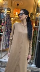 4715 Triko Uzun Ceket - Camel