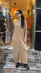 4715 Triko Uzun Ceket - Camel