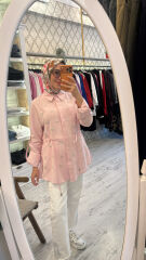 5265 Keten Boncuklu Gömlek - Pembe
