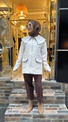 01 Kapitone Taşlı Mont - Taş