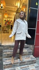 01 Kapitone Taşlı Mont - Taş